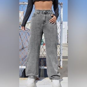 Grey washed baggy jeans size 4